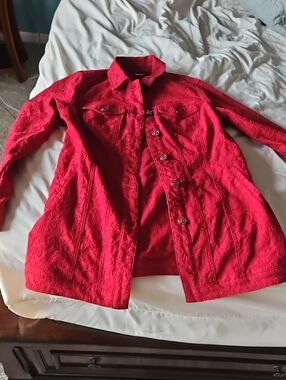 Chico's Bright Red Textured Jacket